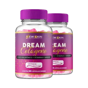 Dream Colágeno – 2 Potes de Suplemento de Colágeno Hidrolisado para Pele, Cabelos e Unhas