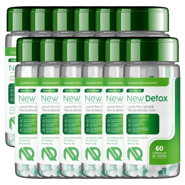 New Detox – Kit 12 Potes do Suplemento Natural para Desintoxicação