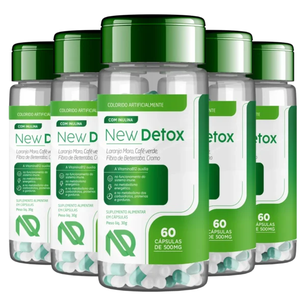 New Detox – Kit 5 Potes do Suplemento Natural para Desintoxicação
